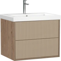 Тумба под раковину Cersanit Classic Ribble A69277 58,5 см, подвесная, бежевый матовый/орех