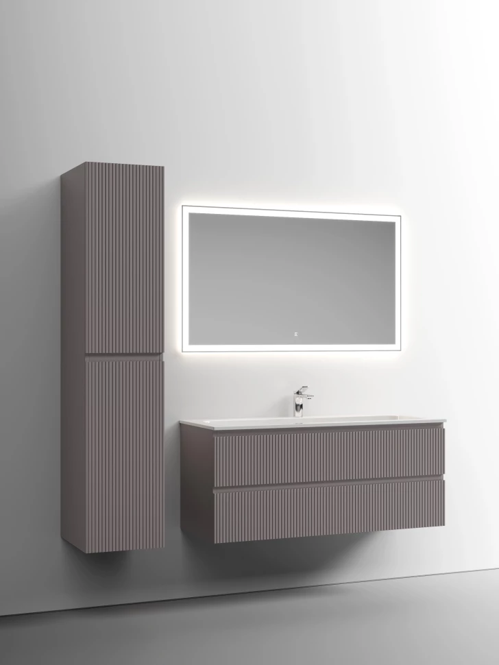 Комплект мебели серый матовый 121 см Sancos Snob T SNT120SM + CN7017 + CI1200 SET/SNT120SM/CN7017/CI1200 - фото 2