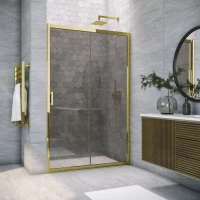 Душевая дверь Vegas Glass ZP TUR Novo 135 09 07 135 см, профиль золотой, стекло графитовое