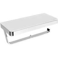 Держатель туалетной бумаги Lemark Glass Line 9721040 с полкой для телефона, двойной, хром