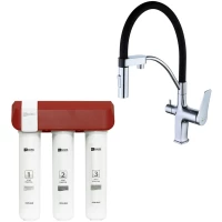 Смеситель для кухни Lemark Comfort LM3074C086 с фильтром, гибким изливом, хром/черный