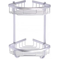 Полка для ванной Azario AZ-814-2 28,7x18 см, угловая, двойная, матовый хром