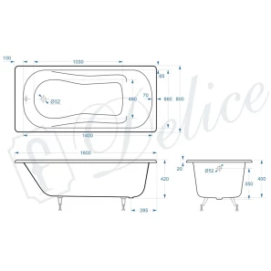 Изображение товара ванна чугунная delice haiti luxe dlr230637 160x80 см, белый