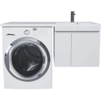 Тумба с раковиной Uperwood Magenta 52930205150 120 см R, подвесная, над стиральной машиной, белый матовый