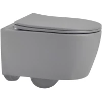 Унитаз подвесной Abber Bequem AC1104MG безободковый, с сиденьем микролифт, серый матовый