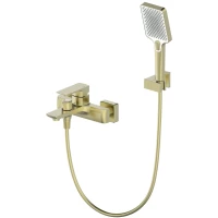 Смеситель для ванны Wonzon & Woghand Edge WW-88639003A-BG с душевым гарнитуром, золотой матовый