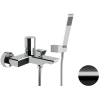 Смеситель для ванны Remer Edge EG502CFP с душевым гарнитуром, черный хром матовый