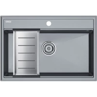 Кухонная мойка Paulmark Stepia PM117551-GRM+A375-BS 75x51 см, серый металлик
