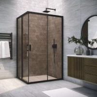 Душевой уголок Vegas Glass ZA-F NOVO h2000 90*85 02M 05 90x85 см, профиль черный матовый, стекло бронза