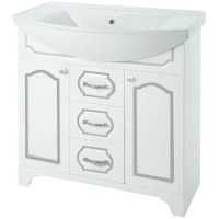 Тумба с раковиной белый глянец серебряная патина 106,5 см Bellezza Тиффани 4630518110395 + 4620008197340