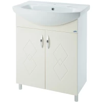 Тумба с раковиной бежевый глянец/белый глянец 66 см Bellezza Элеганс 4638610240071 + 4620008192475