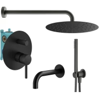 Душевой комплект Plumberia Selection IXO KITXO19NO260 250 мм, со смесителем, черный матовый