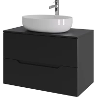 Тумба с раковиной Orange Line Li-80TubMDF+B05-520W 80,2 см, подвесная, со столешницей, черный матовый