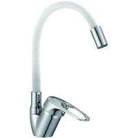 Смеситель для кухни D-Lin D150628-3C с гибким изливом, хром/белый