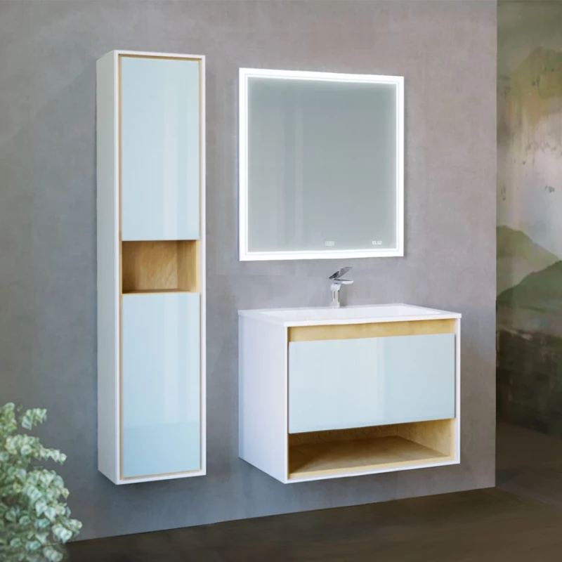 Комплект мебели белый/дуб 77 см Jorno Glass Gla.01.77/P/W + Mol.08.80/W + Gla.02.77/W