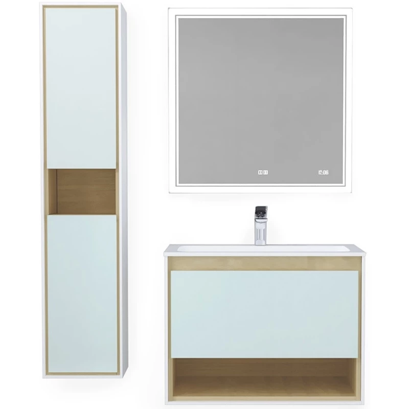 Комплект мебели белый/дуб 77 см Jorno Glass Gla.01.77/P/W + Mol.08.80/W + Gla.02.77/W