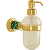 Дозатор для жидкого мыла Boheme Murano 10912-GR-G 200 мл, настенный, золотой/бирюзовый