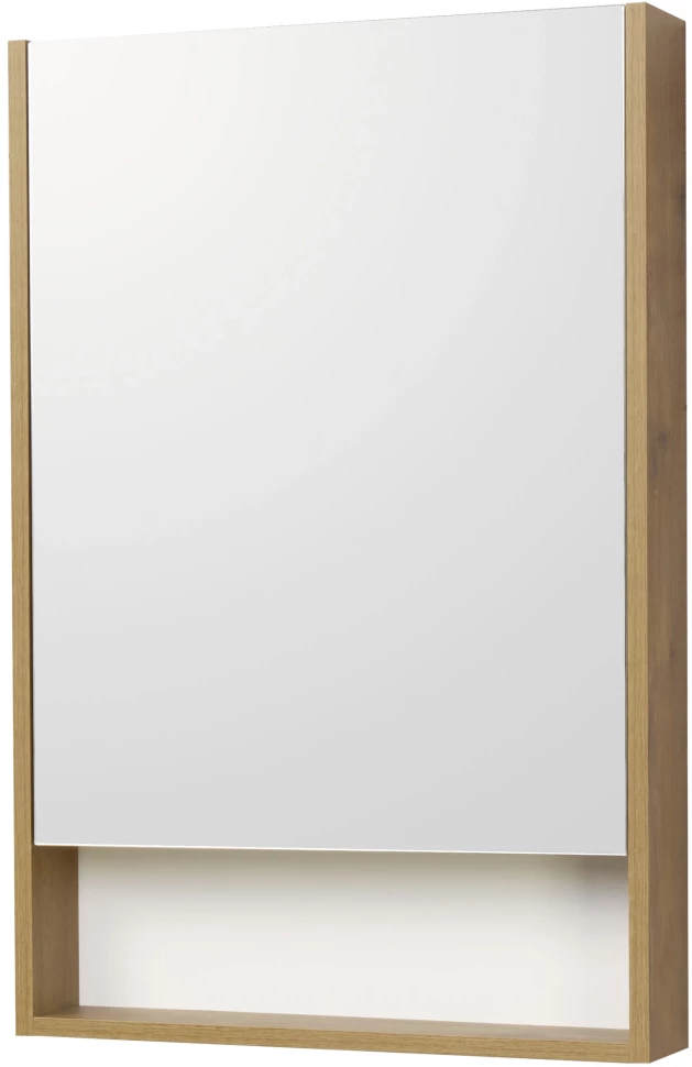 Зеркальный шкаф 55х85 см белый глянец/дуб рустикальный Акватон Сканди 1A252102SDZ90 - фото 1