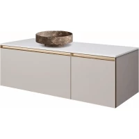 Тумба с раковиной Armadi Art Quatro Cashmere 790-M2-120-CM-MG + 792-120-W + 801-ED 121 см L, подвесная, со столешницей, кашемир матовый