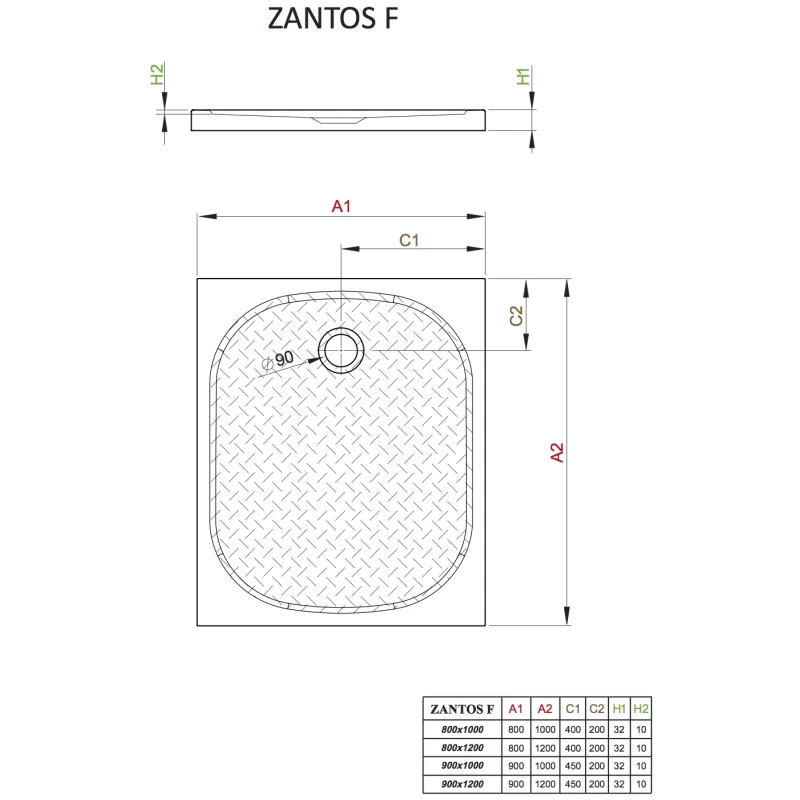 Душевой поддон из литьевого мрамора 120x80 см Radaway Zantos F M3ZNF1280-06
