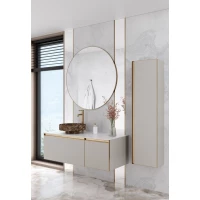 Комплект мебели Armadi Art Quatro Cashmere 790-M2-120-CM-MG-LED + 792-120-W + 801-ED + 545-100-MG 121 см L, подвесной, со столешницей, подсветкой, кашемир матовый