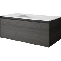 Тумба с раковиной Armadi Art Quatro Oak Antracite 790-M1-120-OA-A-LED + 793-120-W 121 см, подвесная, с подсветкой, темный дуб