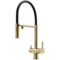 Смеситель для кухни Sancos Imola SC4010ZG с подключением к фильтру, гибким изливом, золотой