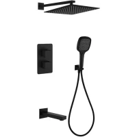 Душевой комплект Grocenberg GB5050BL 300 мм, с термостатом, черный матовый