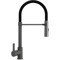 Смеситель для кухни Ulgran UQ-024-09 с гибким изливом, мокрый асфальт