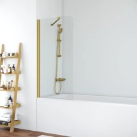 Шторка на ванну Vegas Glass EV ST NOVO 76 03 01 76 см, профиль золотой матовый, стекло прозрачное