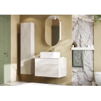 Комплект мебели светло-серый/белый матовый 80 см Акватон Марбл 1A276201MH4C0 + 732700B000 + 1A254502OL010