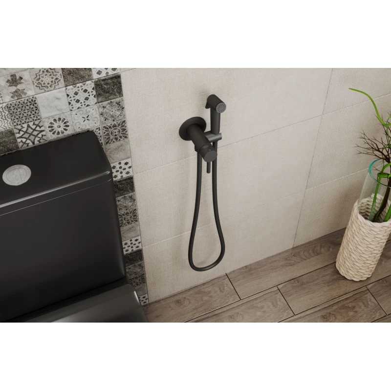 Гигиенический душ Bravat D9151BW-ENG со смесителем, черный матовый
