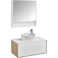 Комплект мебели дуб эльвезия/белый глянец 89 см Акватон Либерти 1A279901LYC70 + 1A279703LY010 + 732700C000 + 1A252302SD010