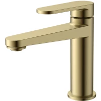 Смеситель для раковины AQUAme Novara AQM6910BG без донного клапана, золотой матовый