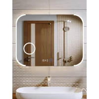 Зеркало WeltWasser Frank 8060-4B 10000000983 80x60 см, с LED-подсветкой, сенсорным выключателем, антизапотеванием, часами