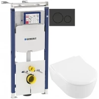 Комплект подвесной унитаз Villeroy & Boch Avento 5656RSR1 + система инсталляции Geberit 111.362.00.5 + 115.882.DW.1