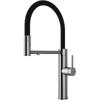 Смеситель для кухни Paulmark Ganymede Ga213199-BS с подключением к фильтру, гибким изливом, нержавеющая сталь