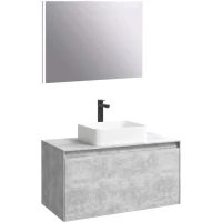 Комплект мебели бетон светлый 100 см Aqwella 5 Stars Mobi MOB0110BS + MOB0710BS + 4640021064269 + SM0210