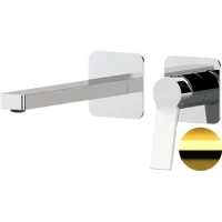 Смеситель для раковины Remer Slash SL15PLDO встраиваемый, без донного клапана, золотой