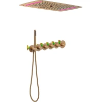 Душевой комплект Timo Saona SX-2319/19SM 680x430 мм, с термостатом, розовое золото матовый