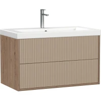 Тумба под раковину Cersanit Classic Ribble A69278 77,6 см, подвесная, бежевый матовый/орех