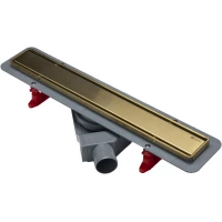 Душевой трап (лоток) Point Деметра PN50645G 45 см, с решеткой, 2 в 1 под плитку, золотой матовый