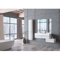 Комплект мебели белый глянец/ольха наварра 100 см Акватон Сакура 1A234901SKW80 + 1A71973KSK010 + 1A235102SKW80