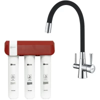Смеситель для кухни Lemark Comfort LM3075C086 с фильтром, гибким изливом, хром/черный