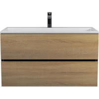 Тумба с раковиной Uperwood Barsa 29830205649 90 см, подвесная, черный матовый/дуб сонома