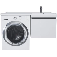 Тумба с раковиной Uperwood Magenta 52930205151 120 см R, подвесная, над стиральной машиной, белый матовый/графит матовый