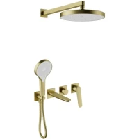 Душевой комплект Bronze De Luxe Icon 3009CBG 260 мм, со смесителем, золотой матовый