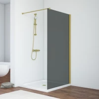Душевая перегородка Vegas Glass EAF NOVO h2000 96 03 07 76 см, профиль золотой матовый, стекло графитовое