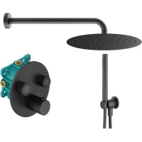 Душевой комплект Plumberia Selection PSBOX KITPSB02NO 250 мм, с термостатом, черный матовый