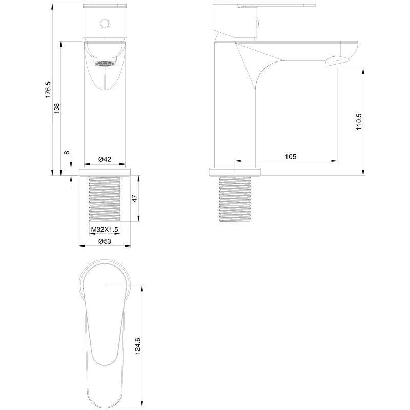Смеситель для раковины Wonzon & Woghand Alfa WW-A40202-CR хром Смеситель для раковины Wonzon & Woghand Alfa WW-A40202-CR хром